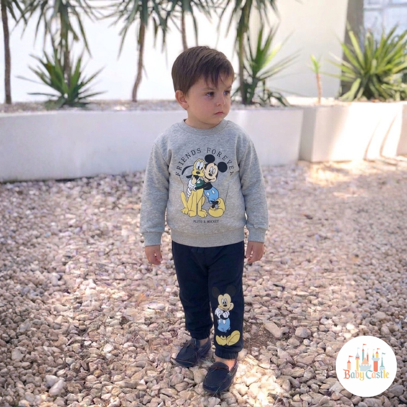 Conjunto Mickey & Pluto Gris