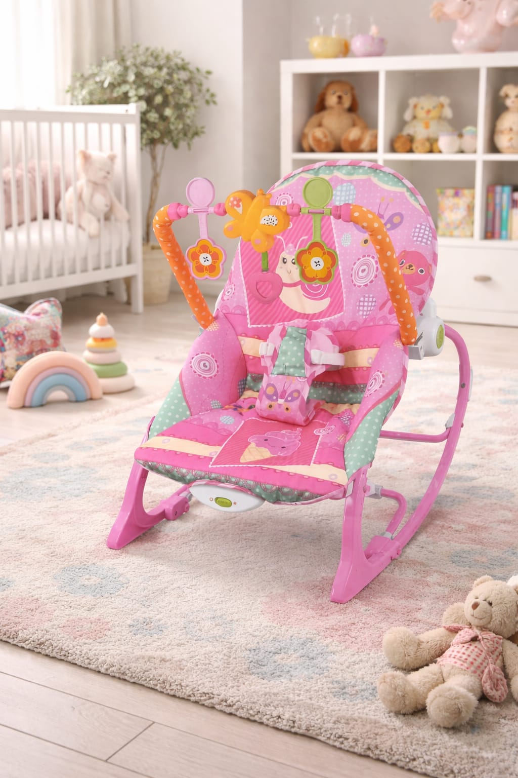 Mecedora para Bebé con Diseño Rosa