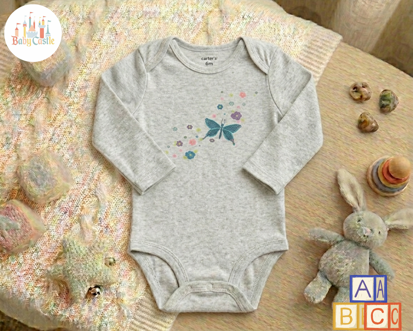 Set de 5 Bodys Manga Larga con Estampado de Mariposas y Flores