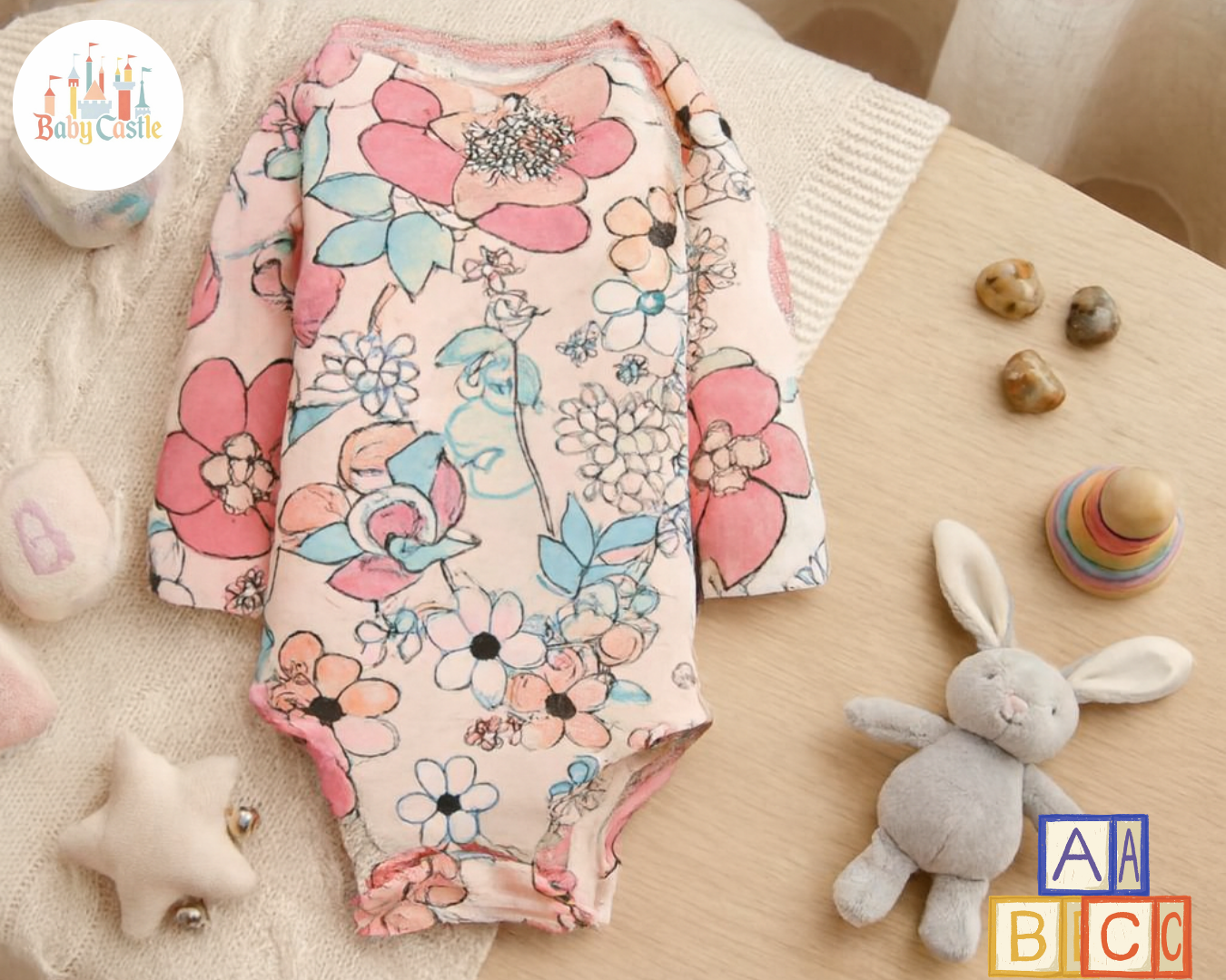 Set 5 Bodys Manga Larga Niña Floral