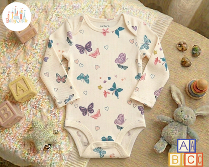 Set de 5 Bodys Manga Larga con Estampado de Mariposas y Flores