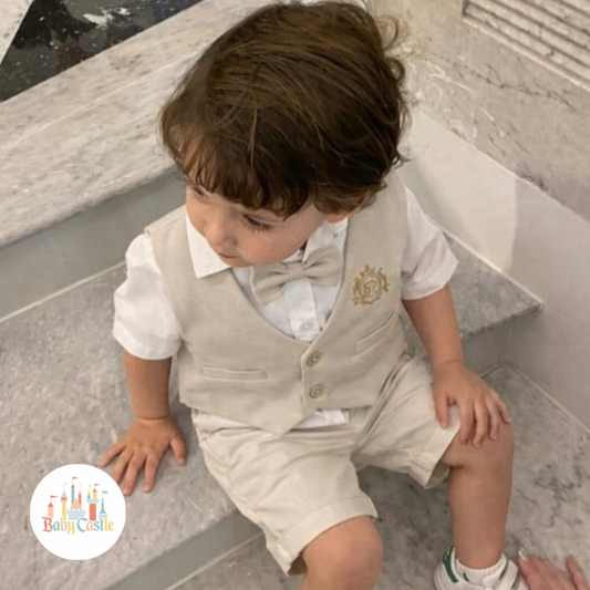Conjunto formal beige para niño – 4 piezas