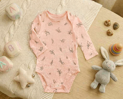 Set 5 Bodys Manga Larga Niña Floral
