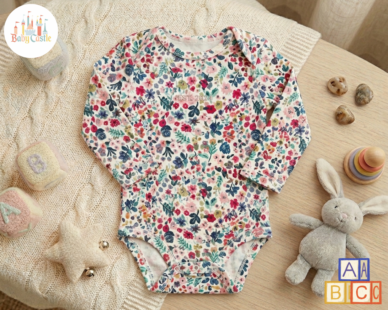 Set de 5 Bodys Manga Larga Estampados Tiernos Niña