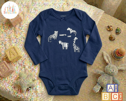 Set de 5 Bodys Manga Larga Estilo Safari en Tonos Azul y Blanco