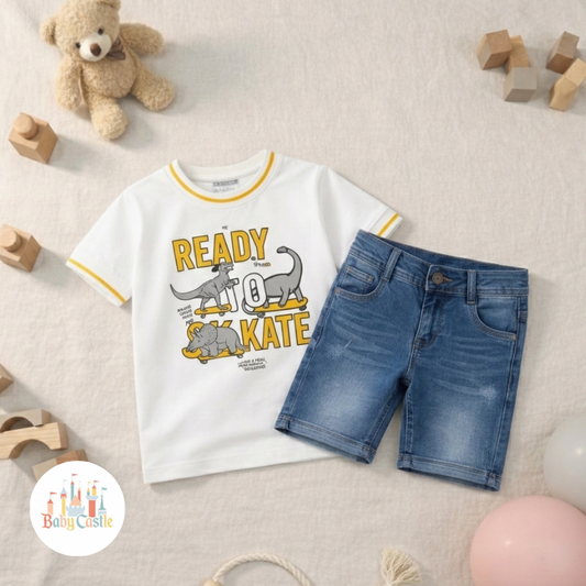 Conjunto camisa y pantaloneta de jean para niño