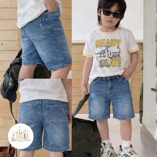 Conjunto camisa y pantaloneta de jean para niño