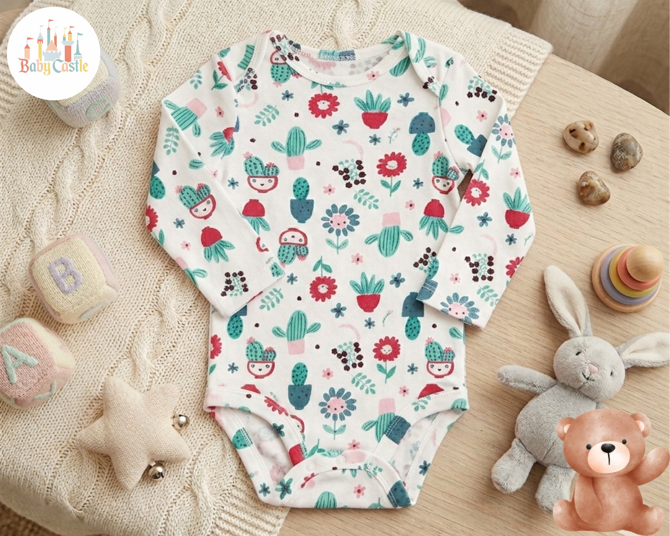 Set de 5 Bodys Manga Larga Estampados Tiernos Niña