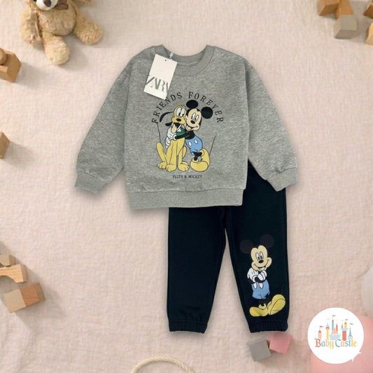 Conjunto Mickey & Pluto Gris