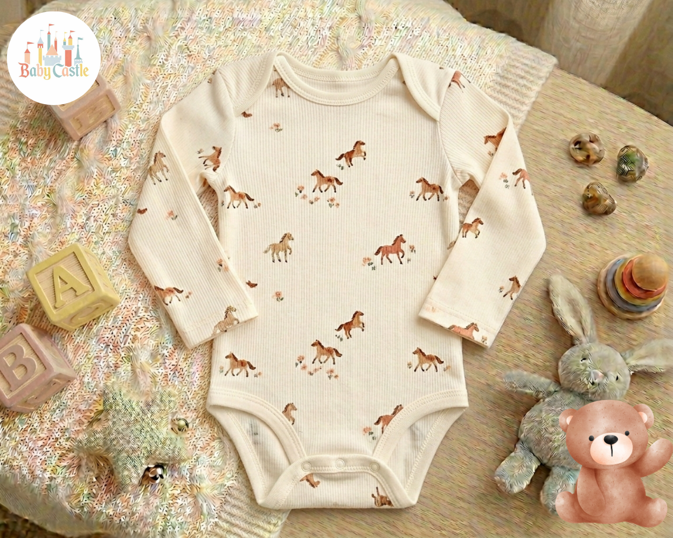 Set de 5 Bodys Manga Larga en Algodón con Estampados Florales