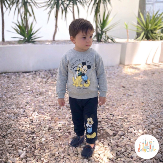 Conjunto Mickey & Pluto Gris