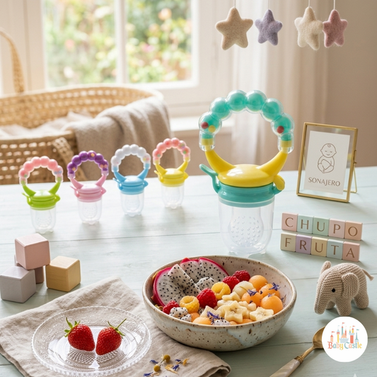 Sonajero y Alimentador Antiahogo para Frutas y Verduras – Iniciación a la Alimentación Complementaria
