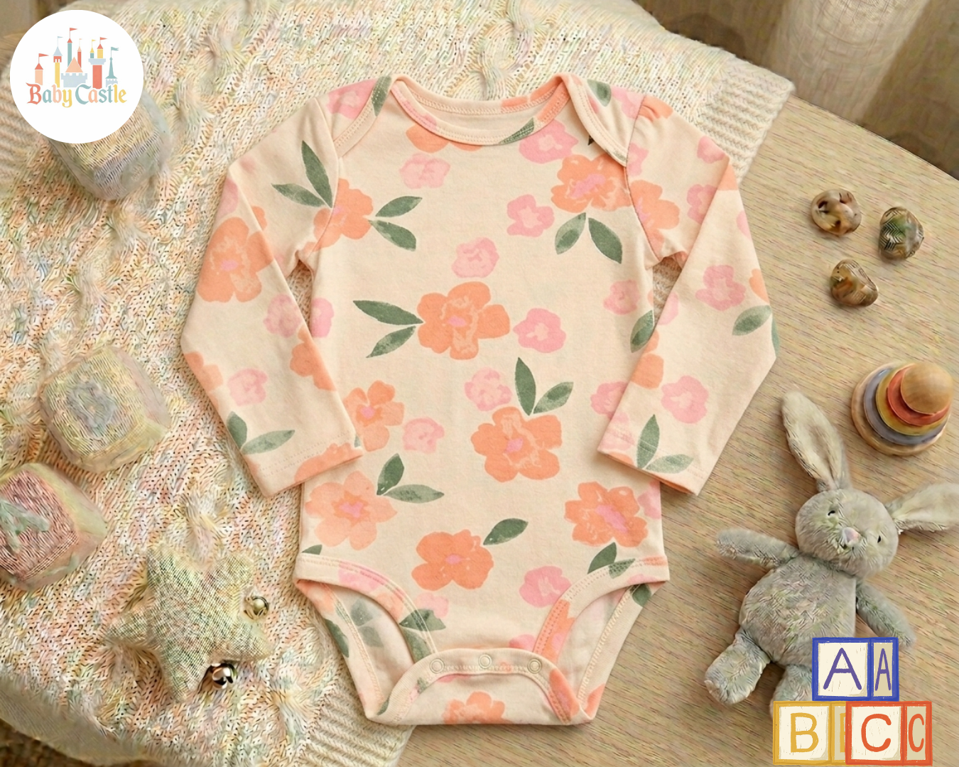 Set de 5 Bodys Manga Larga en Algodón con Estampados Florales
