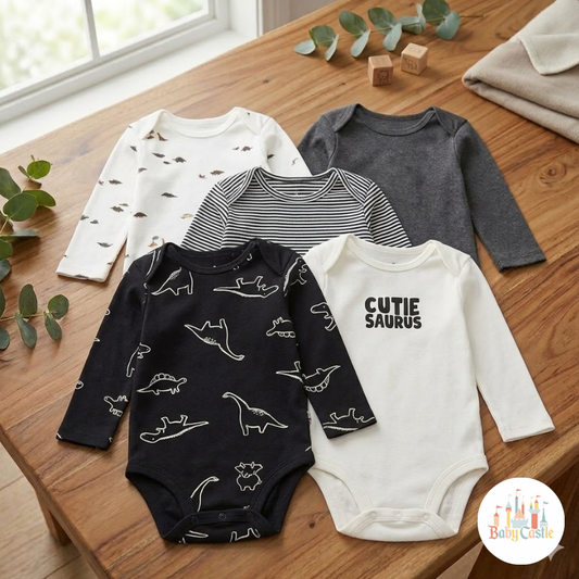 Set 5 Bodys Manga Larga Dino