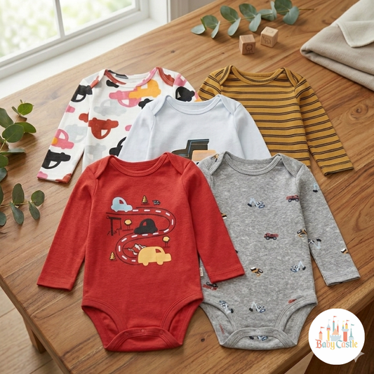 Set 5 Bodys Manga Larga Carritos